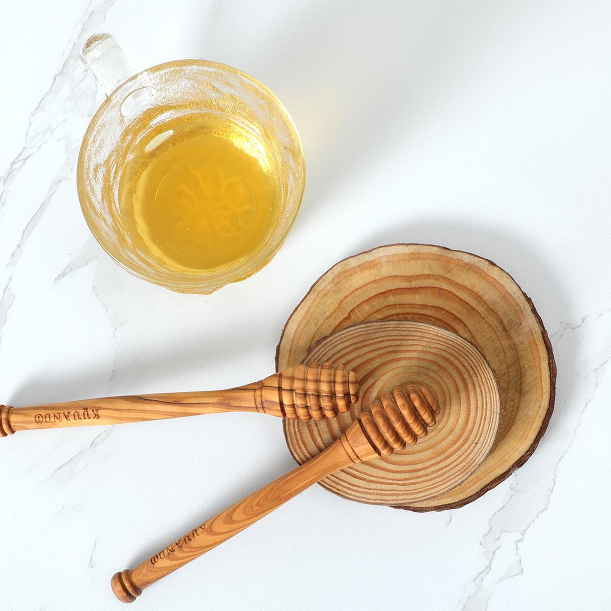 Traditional Olive Honey Dippers - Durable & Warp-Resistant, Preserves Honey Purity, 1pcs, 6.3 Inch