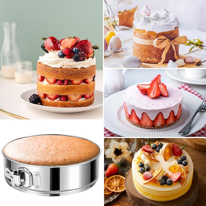 9 Inch Springform Cake Pan, 304 Stainless Steel Springform Pans, Leakproof & Nonstick Cheesecake Pan with Removable Bottom, Round Spring Form Cake Pan For Baking