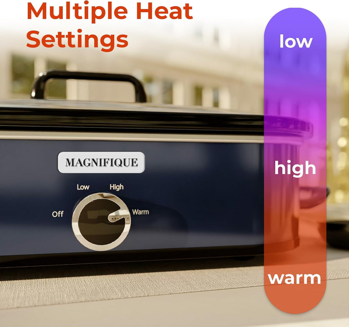 [NEW] MAGNIFIQUE 4-Quart Slow Cooker with Casserole Manual Warm Setting - Perfect Kitchen Small Appliance for Family Dinners, Dishwasher Safe Crock, Blue