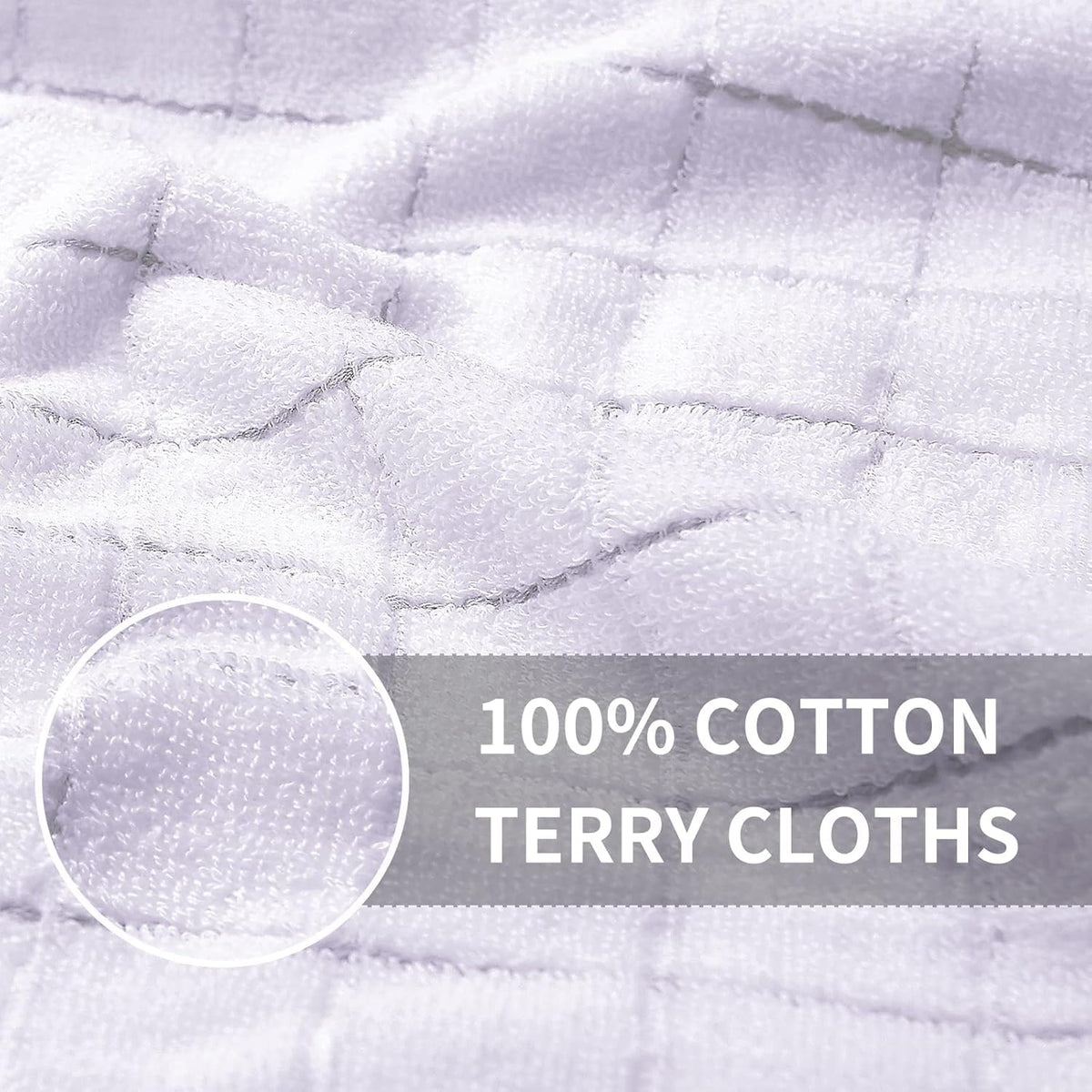 Homaxy 100% Cotton Terry Kitchen Towels(White, 13 x 28 inches), Checkered Designed, Soft and Super Absorbent Dish Towels, 12 Pack