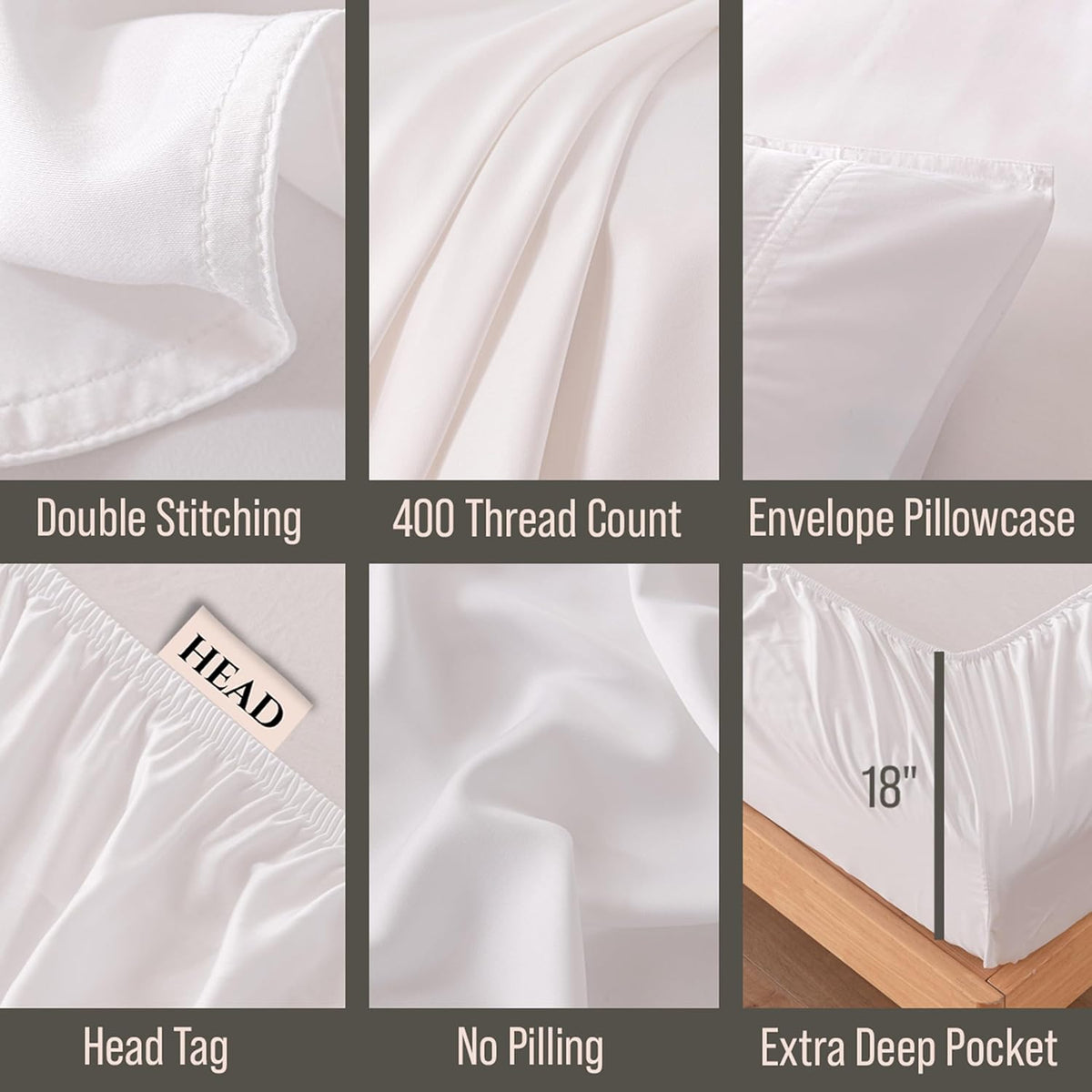 Bella Coterie Luxury Bamboo Viscose Queen Size Sheet Set | 100% Organically Grown | Ultra Soft | Cooling for Hot Sleepers | 18" Deep Pocket [White]