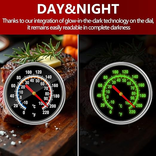 Meat Thermometer - Instant Read Food Thermometer with 5.5-Inch Stainless Steel Probe for Cooking, Steak, Bread, Chicken, Grilling, Milk, Tea & Coffee - 1.5-Inch Dial Kitchen Temperature (1PCS)
