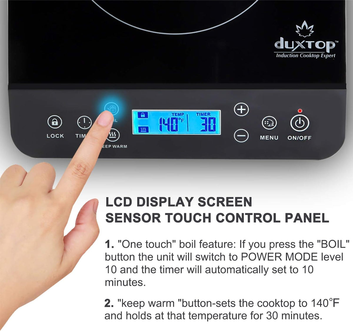 Duxtop Portable Induction Cooktop, Countertop Burner Induction Hot Plate with LCD Sensor Touch 1800 Watts, Black 9610LS BT-200DZ