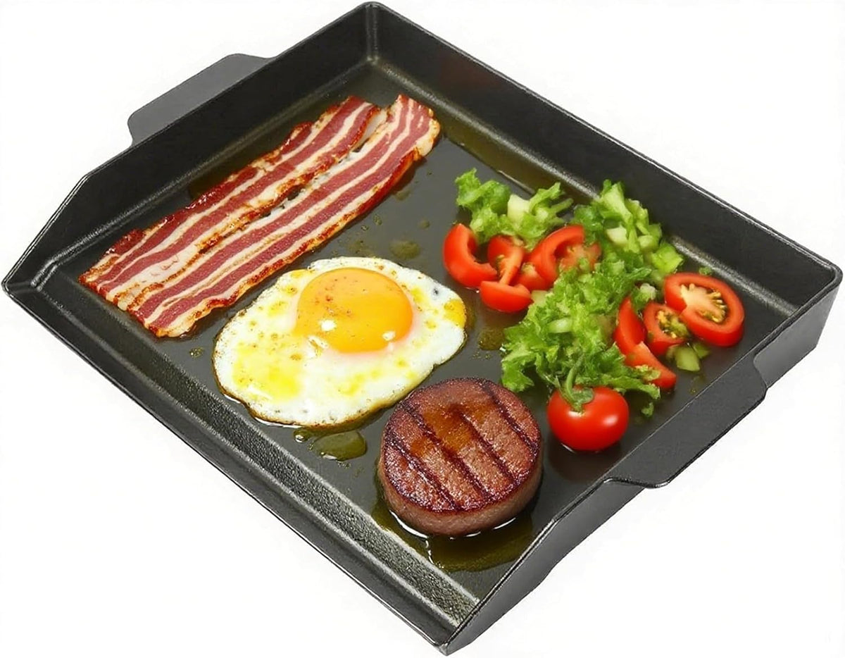 Universal Cast Iron Cooking Griddle Insert,Pre-Seasoned Nonstick Coating Griddle Pan for Gas Grill,BBQ Flat Top Grill Plate with High Sidewalls for All Grills and 4 Burner Range Oven,18.5"x14"