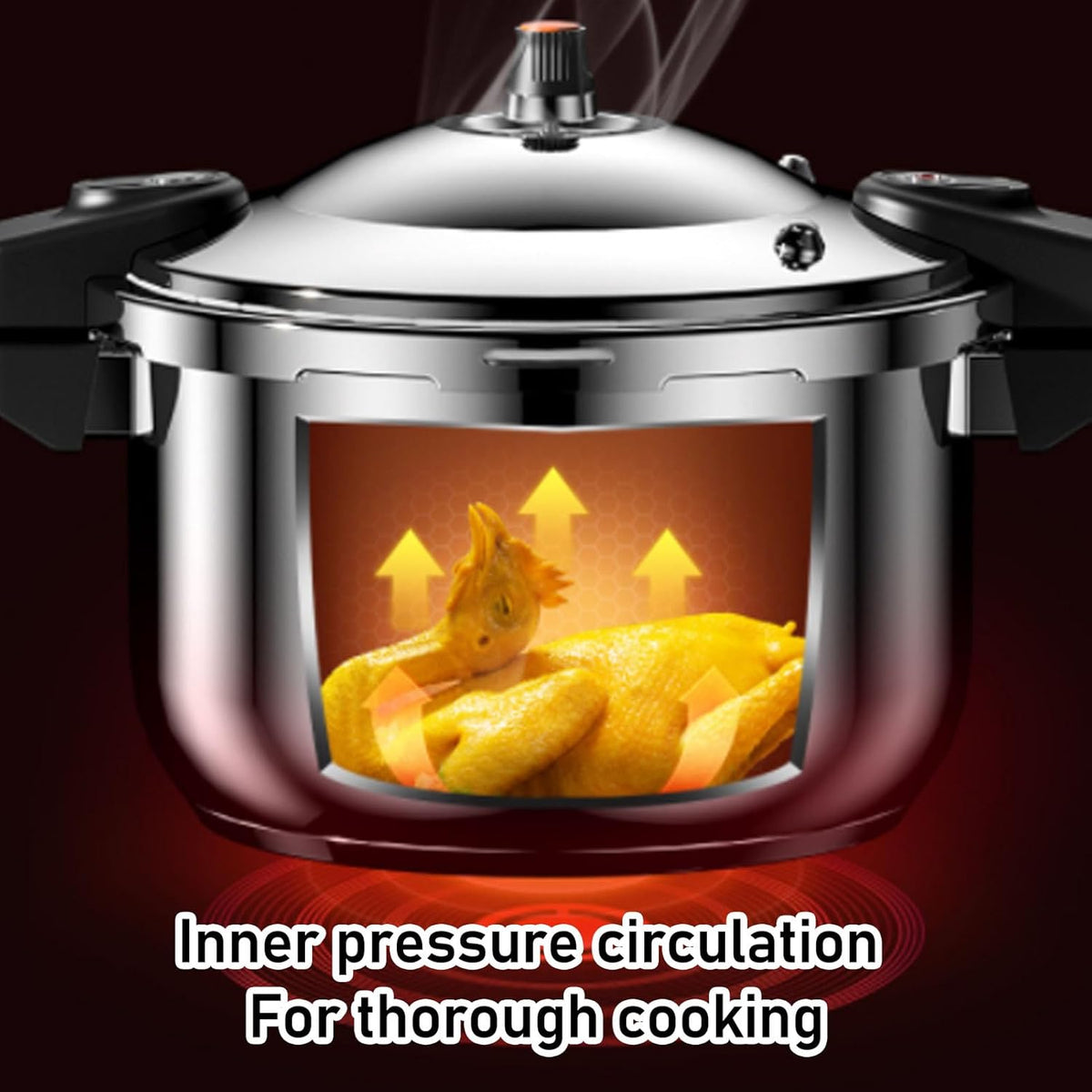 Luqeeg Stainless Steel Pressure Cooker, 80kpa Dual Handle Pressure Canner Large Capacity Pressure Cooking Pot Kitchen Pressure Pan for Gas Stove Electric Stove Induction
