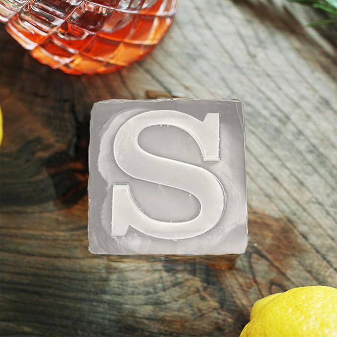 Letter S Monogram Ice Cube Mold Custom Ice Cube Mold 2 Inch Big Initials Silicone Ice Cube Tray Gifts for DAD Gifts for Him