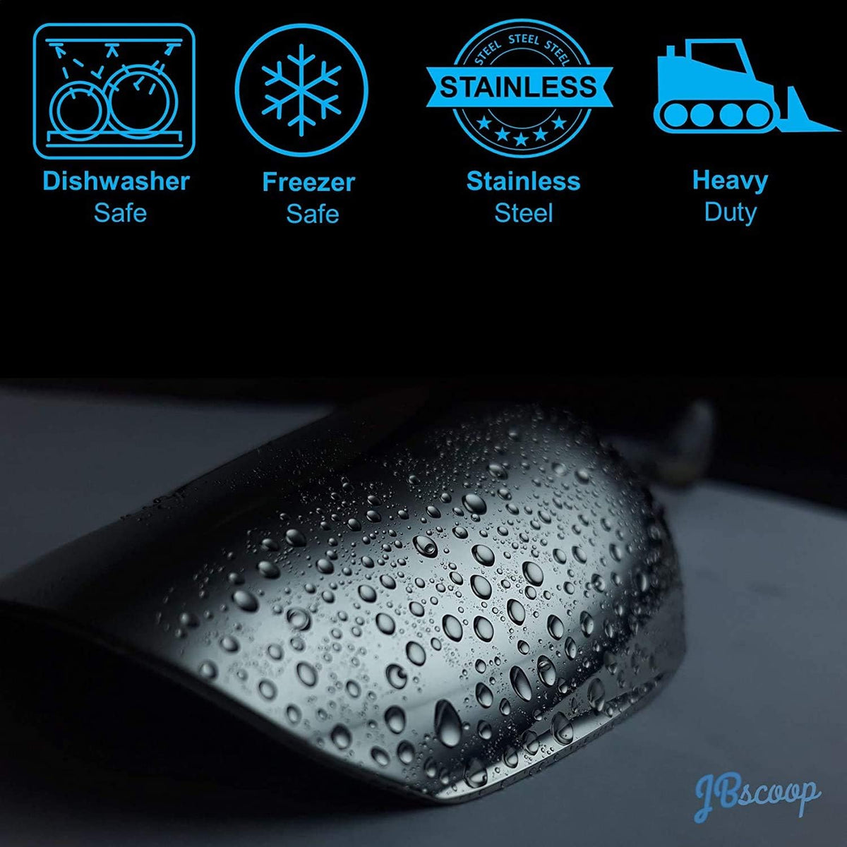 JBscoop Metal Ice Scoop Stainless Steel, Popcorn Scoop, 9.4 Inch Dog Food Scoop Popcorn for Party Wedding, Heavy Duty Dishwasher Safe