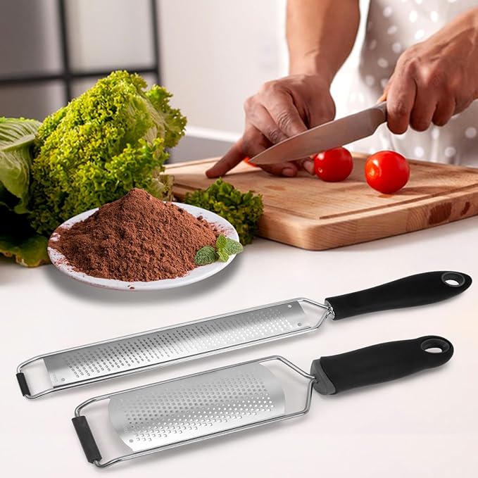 Lemon Zester Grater with Handle, Fine Graters for Kitchen, Cheese Grater Handheld, Hand Grater Zester Tool Stainless Steel