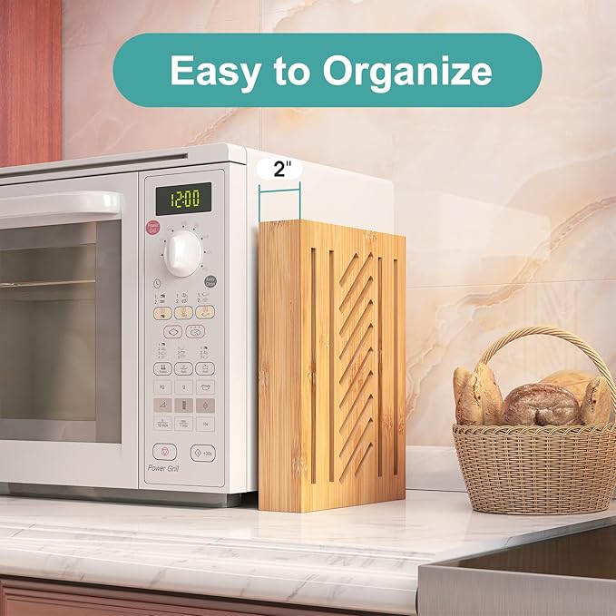 Bamboo Bread Slicer - Adjustable Width Guides. Sturdy Wooden Cutting Board. Easy Slicing for Homemade Bread, Bagels & More