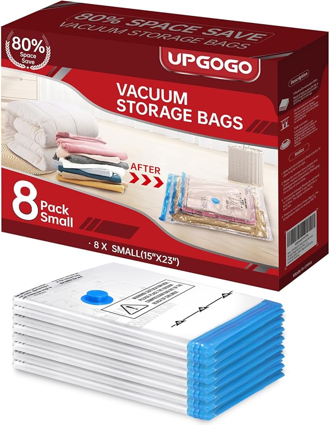 8 Pack Small Vacuum Storage Bags,Vacuum Seal Bags for Clothing,Space Saver Bags,Vacuum Travel Bags for Luggage
