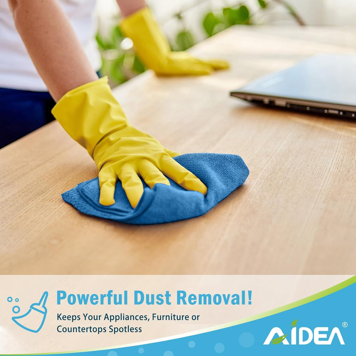 AIDEA Microfiber Cleaning Cloth, 8PK, All Purpose Microfiber Towels, Absorbent Cleaning Rags Kitchen Towels, Lint Free Dusting Cloth for House, Kitchen, Car, Window, 12"×12"