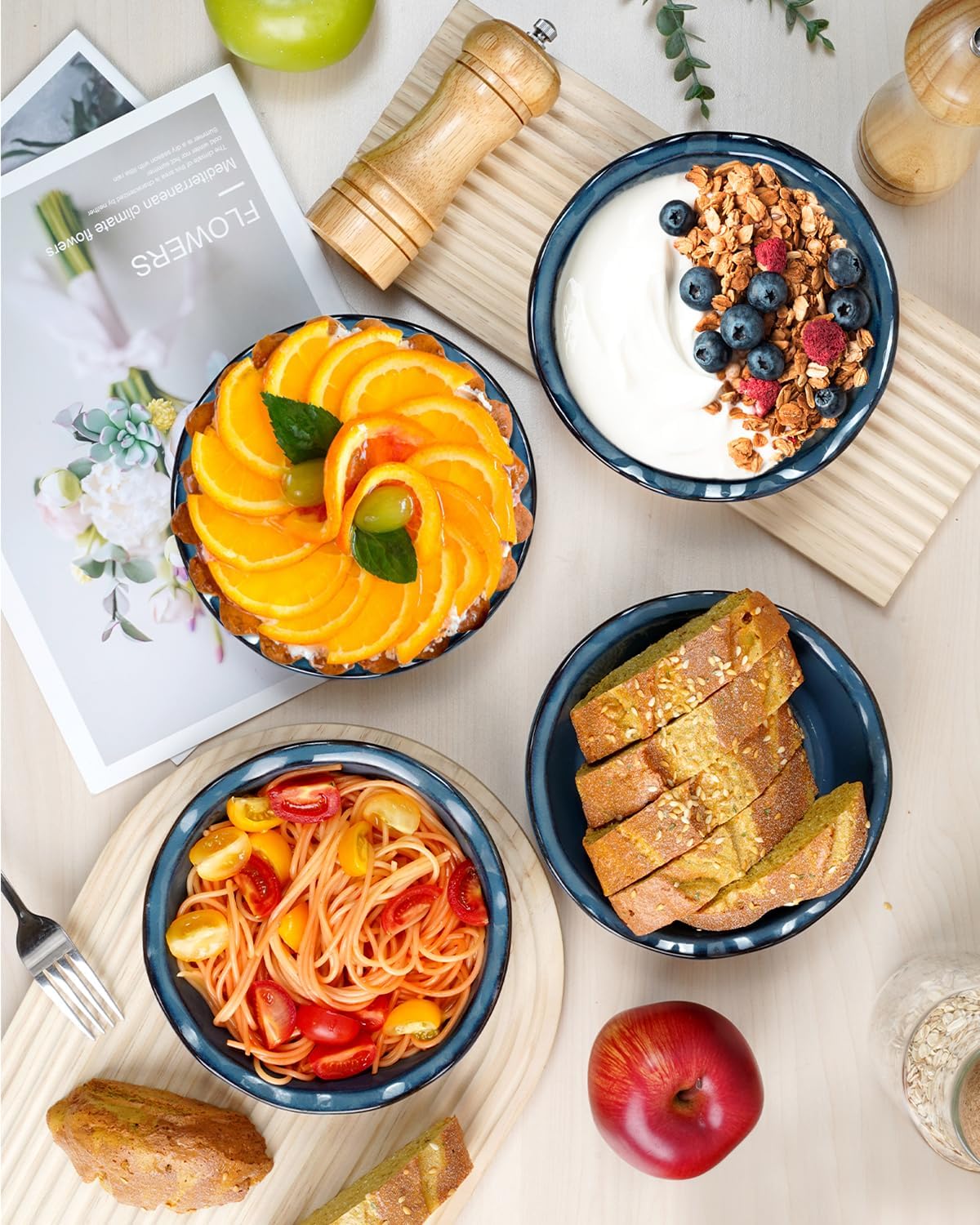 NUTRIUPS 6.5 Inch Ceramic Pie Pans Set of 4, Round Baking Dish for Kitchen, Round Pie Dish Oven Safe