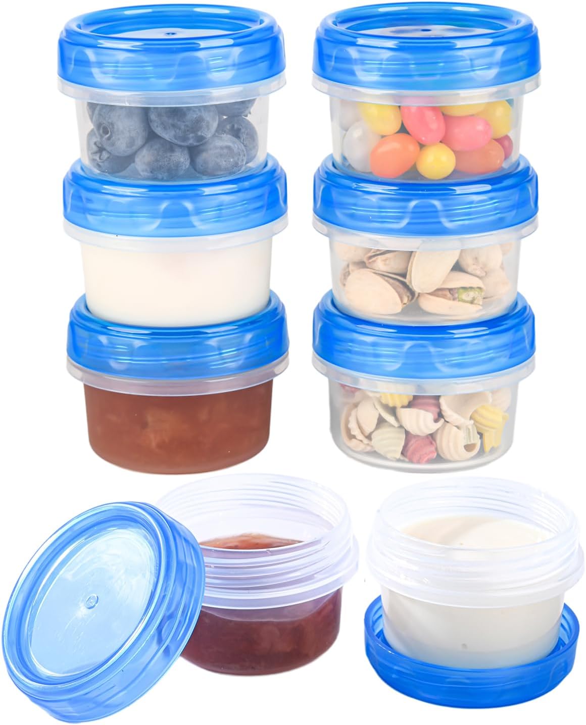 Salad Dressing Containers, [8 Pack*2 oz] Reusable Easy to Open Dressing, Condiment, Sauce, Dip Containers to Go With Leak-Proof Twist Top Lids, Bpa Free, Safe For Microwave, Freezer, Dishwasher