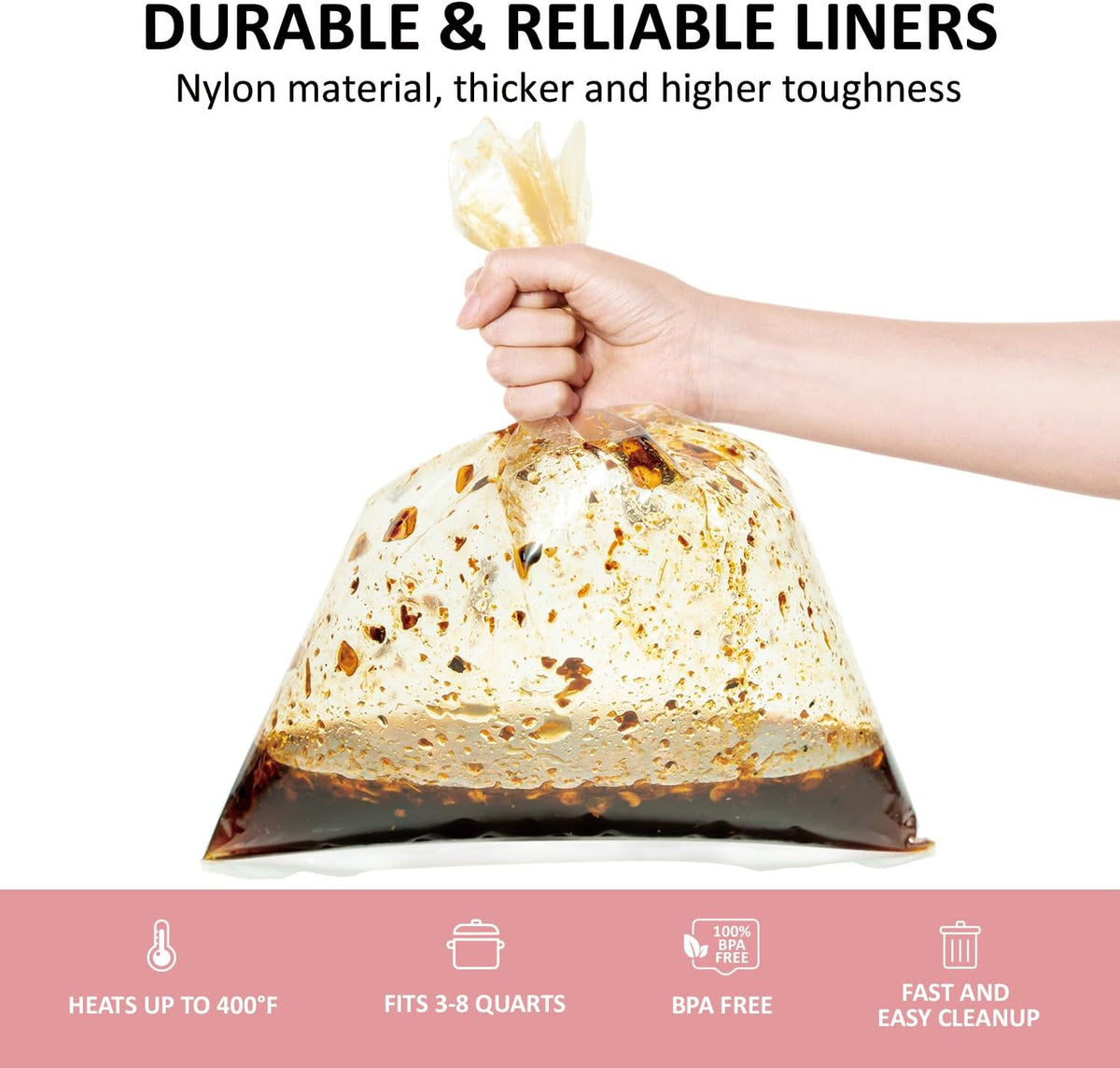 [6 For Free] 36 bags Ebelbo Nylon Pot liners, Slow Cooker Liners 13x21 Inch Large Size Disposable Roaster Cooking, Fit for 3-8QT Oval & Round Pot