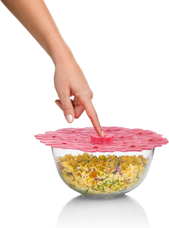 Charles Viancin Silicone Lids - Geranium Silicone Bowl Covers/Airtight Pan Lid (11 Inch Candy Pink)
