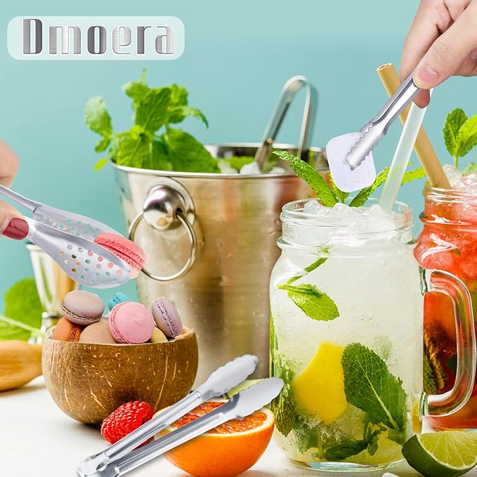 Serving Tongs,Buffet Tongs, Dmoera Stainless Steel Food Tong Serving Tong Small Serving Tongs Stainless Steel Mini Appetizer Tongs, Set of 12