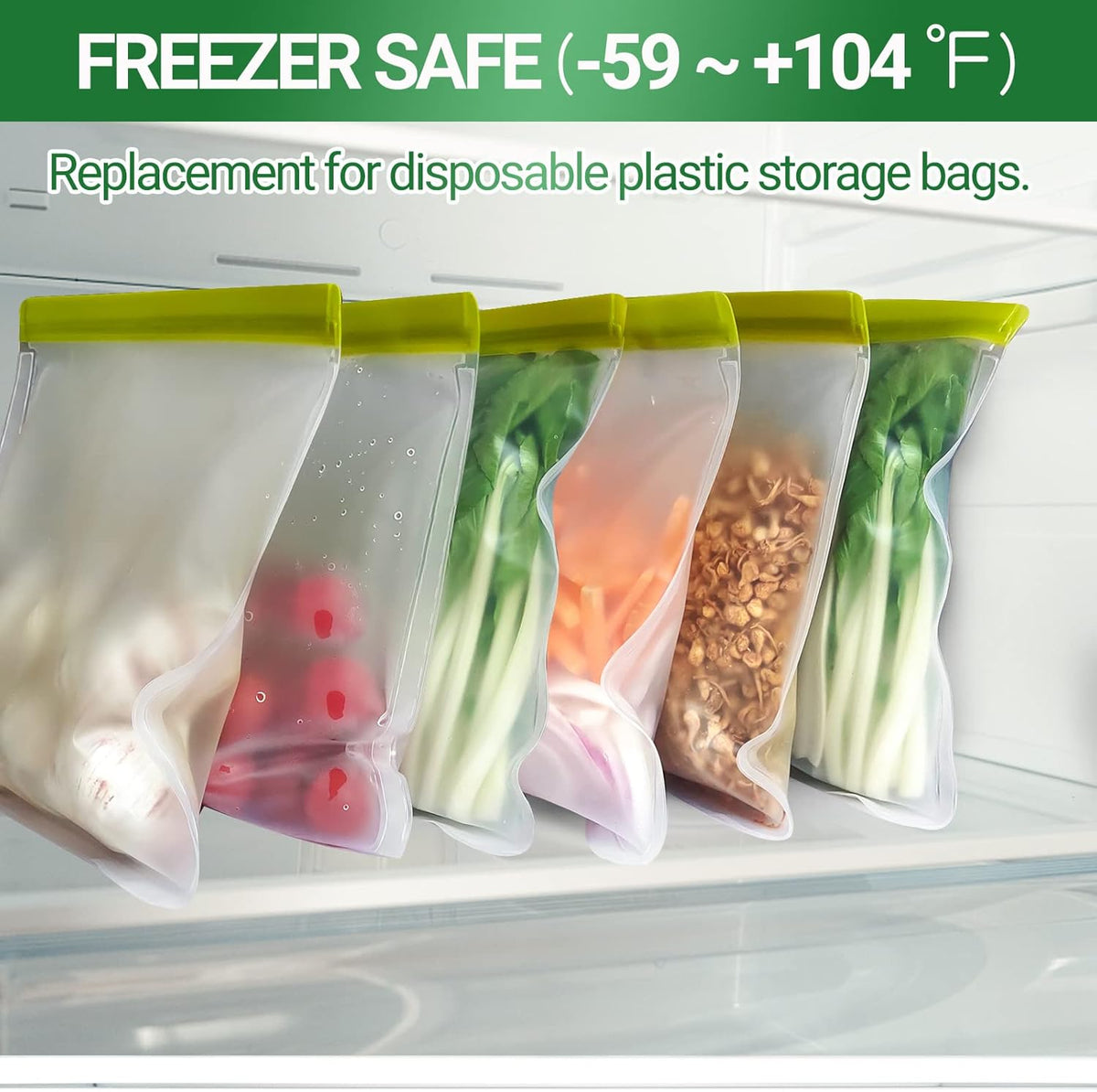 Reusable Freezer Bags - 10 Pack Quart Bags BPA Free, Leakproof, Extra Thick | Food Storage Bags for Freezer, Meal Prep, Travel, Kitchen, Salad & Marinate