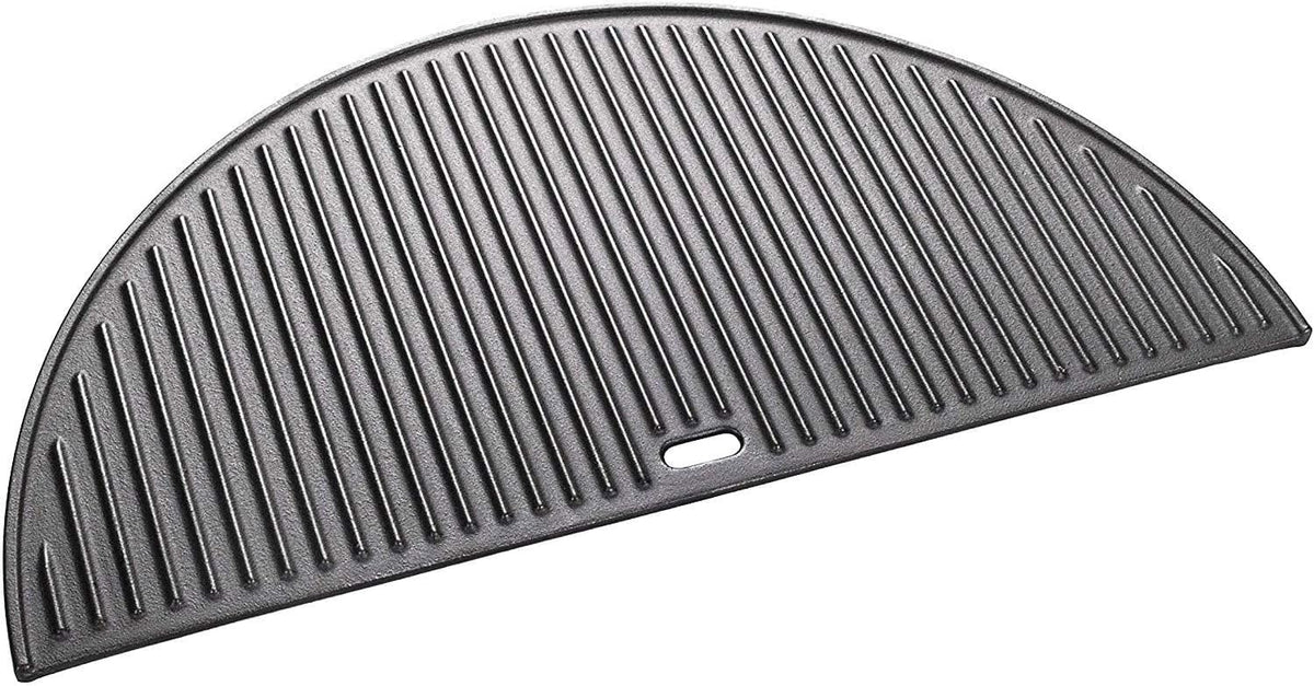 18" Half Moon Cast Iron Reversible Griddle for Kamado Joe KJ-23RHC Classic II, KJ23NRHCI Classic III, KJ23RH Classic I, Stand-Alone Classic, Large Big Green Egg, Kamado Grill Replacement Part