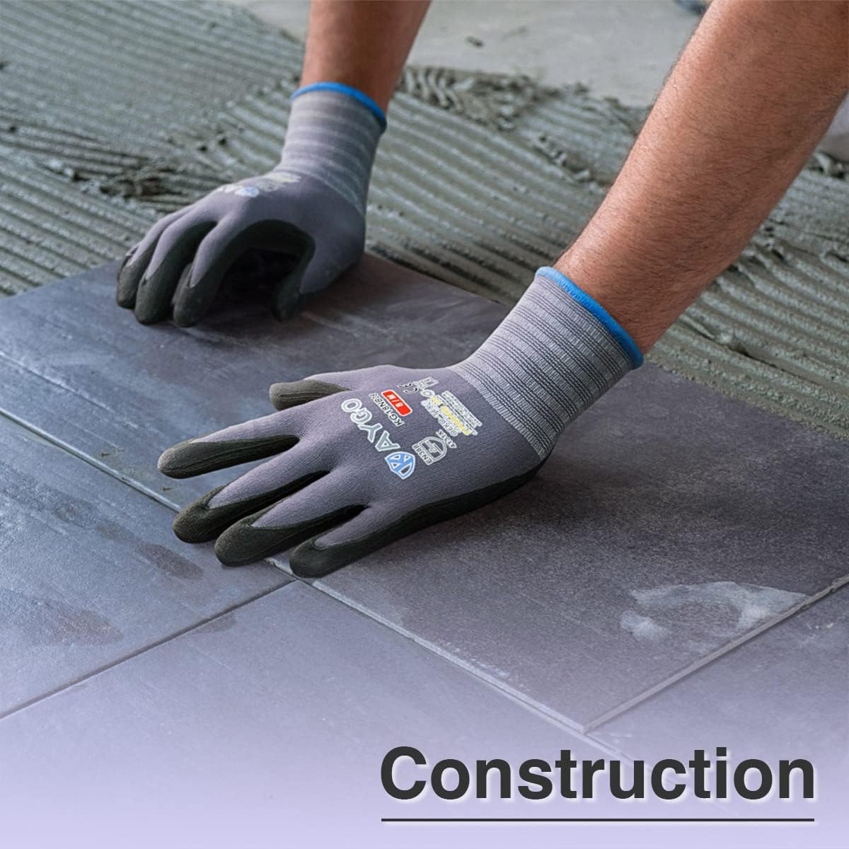 KAYGO Safety Work Gloves MicroFoam Nitrile Coated, 60 Pairs KG18NB,Seamless Knit Nylon Glove for Men and Women, Ideal for Automotive,Warehouse,Construction (Medium,Gray)