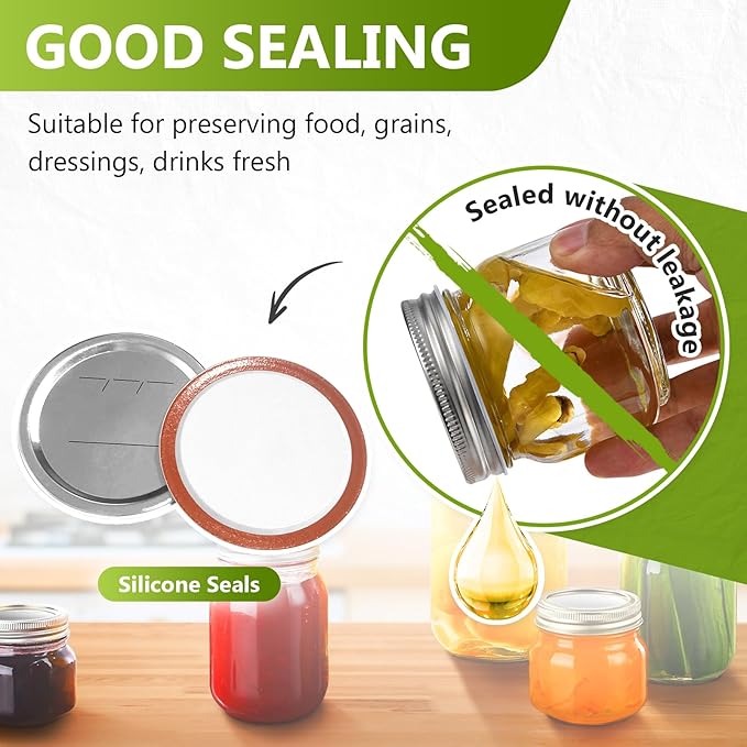 52Pcs Premium Canning Lids, Rings for Regular Mouth Mason Jars - Food Grade Split-Type Metal Canning Kerr Jar Ball Lids