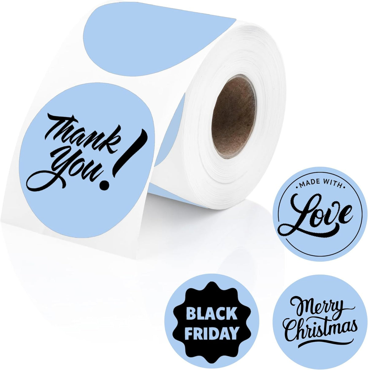Perco Blue 2-Inch Perforated Circle Dot Thermal Sticker Labels — 300 Stickers/Roll, Direct Thermal Printer Compatible—with Permanent Adhesive for Organizing, Color Coding, Bin Labeling—Made in USA