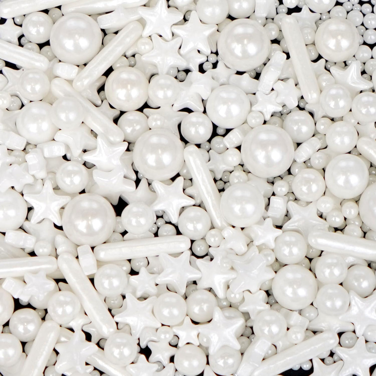 White Pearl Star Rods Sprinkles, Edible Pearls Sugar, 130g/4.58oz, White Sprinkles for Cupcake Decorating, Cupcake Toppers, Cake Decorations