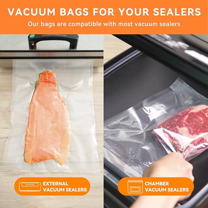 Wevac Family Pack Vacuum Sealer Bags Rolls with Dispenser – 6"x10" (50pcs), 8"x12" (70pcs), 8"x20' & 11"x20' Rolls, Heavy Duty, Leakproof, Ideal for Sous Vide, Meal Prep, Food Saver