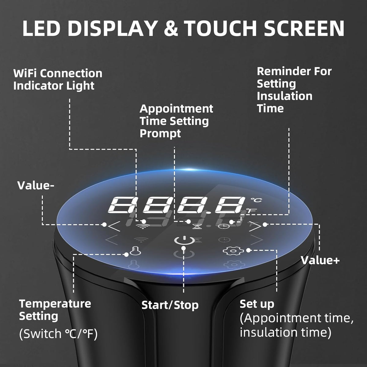 5G WIFI Sous Vide Machine|1100 Watts Sous Vide-Precision Cooker with Bag, Recipes| Thermal Immersion Circulator, Fast Heating with Accurate Temperature and Timer, LED Touch Screen/APP Control,Black
