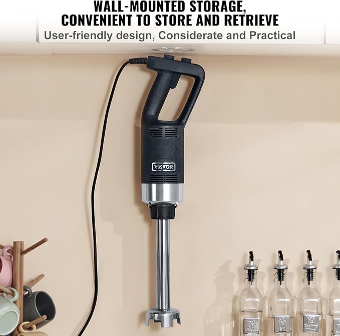 VEVOR 500W 12 Inch Heavy Duty Hand Mixer, Variable Speed Stick Mixer with 304 Stainless Steel Blade, Multi-Purpose Portable Mixer for Soup, Smoothie, Puree, Baby Food