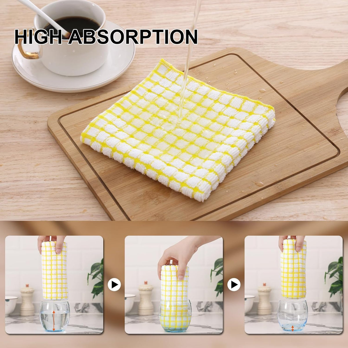 Kitinjoy Cotton 6 Pack Terry Kitchen Towels, 16 x 25 Inches Super Soft and Absorbent Dish Towels, Quick Drying Hand Towels for Kitchen Drying, Multiple Colour