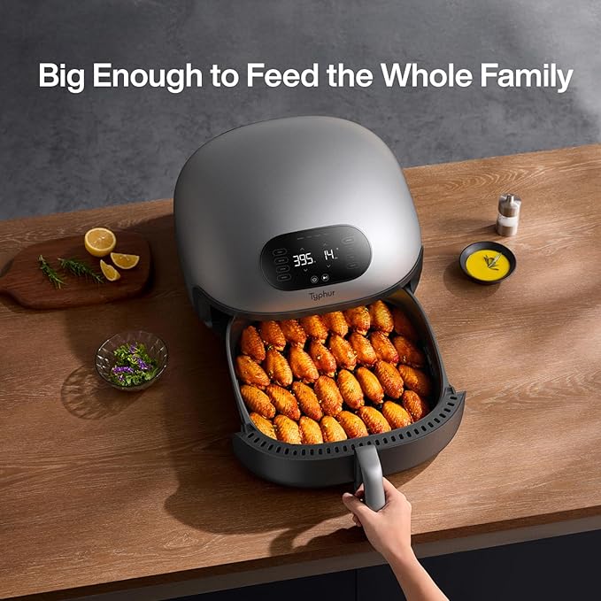 Typhur Dome 2 AI Upgraded Air Fryer, Extra Large Airfryer with Superior Airflow, Self-cleaning Smart Digital Fryer with PFAS free Basket for Quick Easy Meals, Fits a 12" Pizza or 4-Slice Toast
