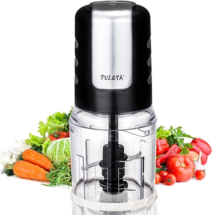 Mini Prep Food Processor for Chopping Mincing and Puree Vegetables and Meat 2 Speed Electric Food Chopper, 400-Watt, 4 Stainless Steel Blades, 2 Cup Capacity, Black