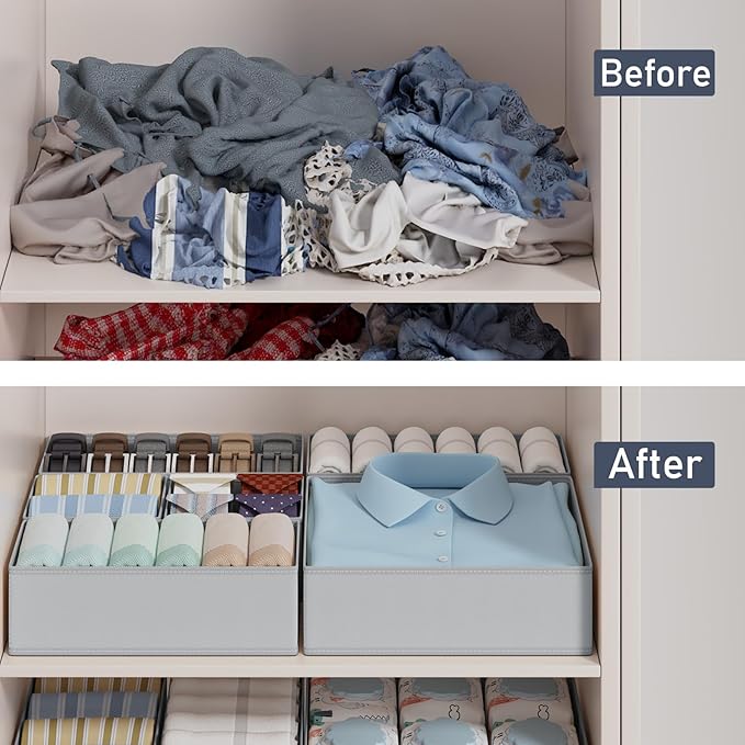 DIMJ Drawer Organizer Clothes Storage - 18 Pack Baby Dresser Organizer for Nursery, Foldable Closet Drawer Organizer Bins for Bedroom Organization, Fabric Storage Dividers for Socks, Underwears, Bras