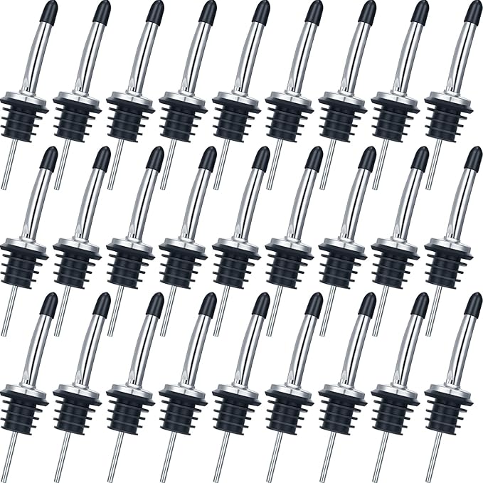 72 Pcs Stainless Steel Bottle Pourers Tapered Liquor Pourers with Rubber Dust Caps Tapered Spouts Set Bar Supplies Vinegar Bottle Dispenser Wine Liquor Spout for Oil Beer Drink Water
