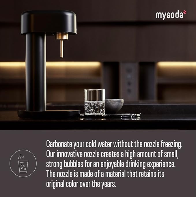 Mysoda Ruby 2 Soda Streaming Machine - Silent and Long-Lasting Aluminium Soda Maker with 1L Water Bottle - Without CO2 Cylinder - Black Silver
