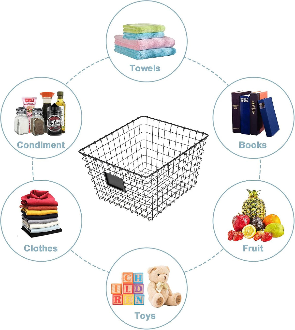 4 Pack【Extra Large】 Wire Handmade Storage Basket for Organizing Household Goods,Pantry Organization,Bathroom countertop,Laundry,Wardrobe Storage Basket,Black