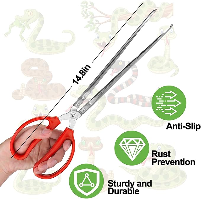 Snake Feeding Tongs,15 Inch Reptile Feeding Tongs,Extra Long Large Tweezers for Corn Ball Python Accessories,Bearded Dragon Tank Accessories,Pet Terrarium Supplies for Leopard Crested Gecko,Lizard