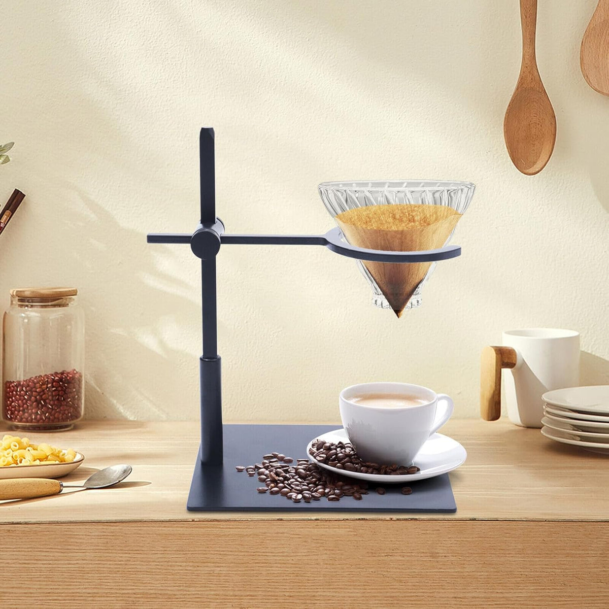 Xuthusman Coffee Dripper Holder Silicone Base Glass Funnel Stand Portable Coffee Dripper Rack Hight Adjustable for Home Kitchen