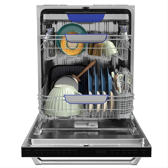 Empava 24 Inch Dishwasher Built in, 15 Place Settings, Triple Spray Arms, Dual-Dry System, Stainless Steel Interior, 45 dB Ultra Quiet, Energy Star Certified