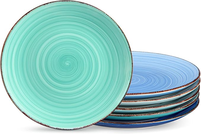 vancasso Bonita Dinner Plate Set, 10.5 Inch Ceramic Plates, Colorful Salad Plates set of 6, Microwave Oven and Dishwasher Safe, Assorted Color