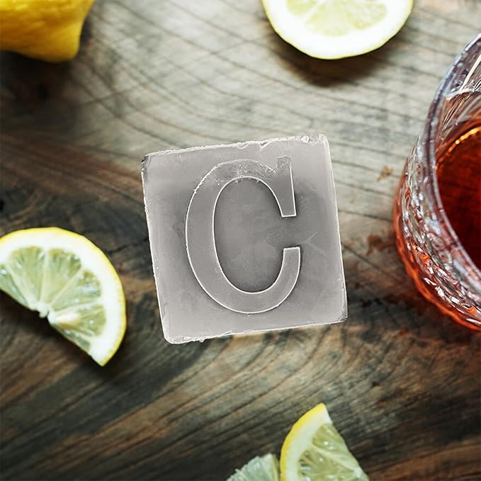 Letter C Monogram Ice Cube Mold Custom Ice Cube Mold 2 Inch Big Initials Silicone Ice Cube Tray Gifts for DAD Gifts for Him