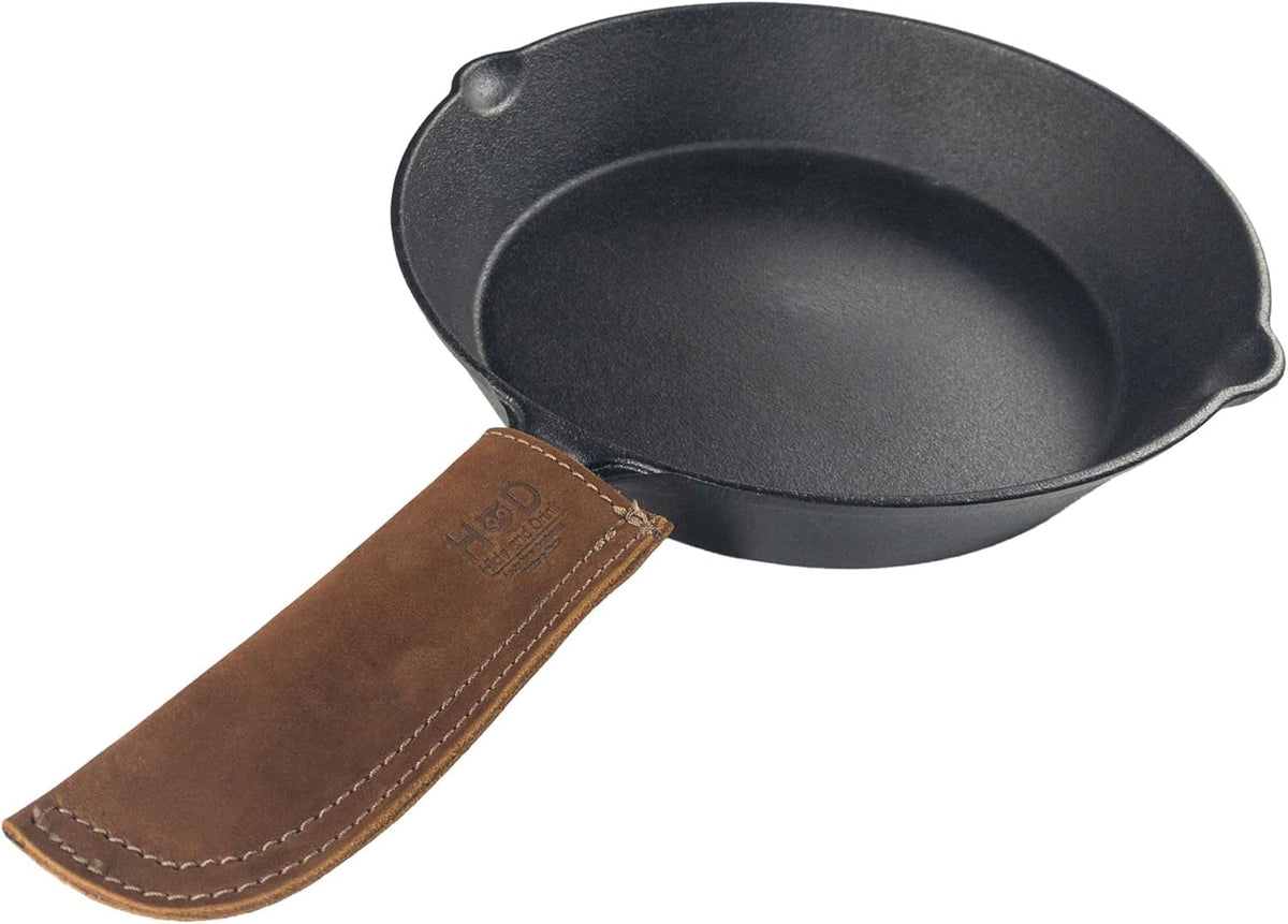 Hide & Drink, Leather Hot Handle Panhandle Potholder Double Layered Double Stitched Cookware Slides On/Off Easily onto Metal Skillet Grips Handmade Includes 101 Year Warranty :: Swayze Suede