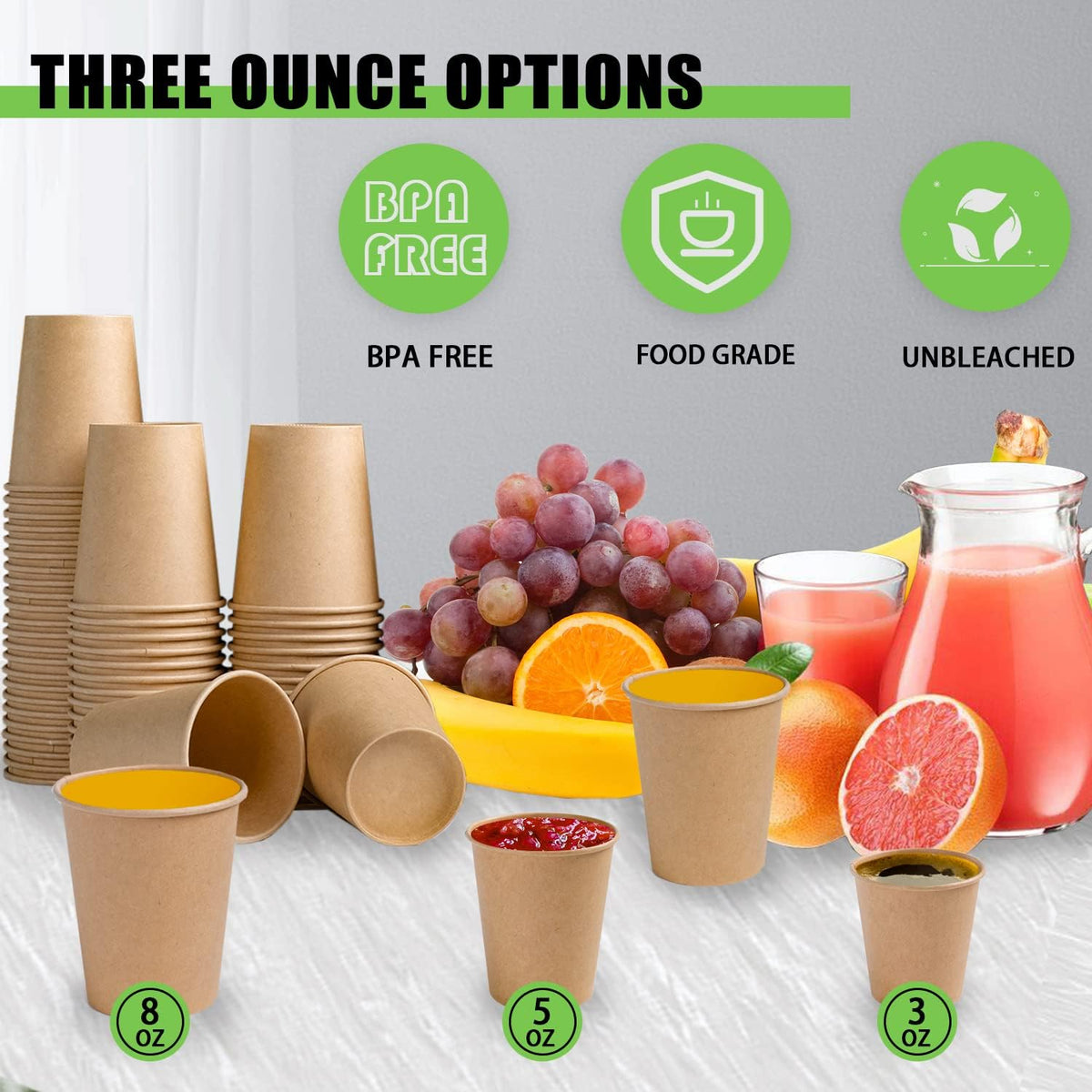 Lamosi 600 Pack 3 OZ Kraft Paper Cups, Disposable Bathroom Cups, Small Mouthwash Cup, Hot/Cold Beverage Cup for Home, Kitchen, Stores