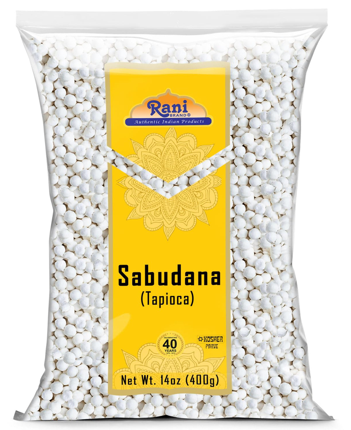 Rani Sabudana (Tapioca/Sago) Pearls 14oz (400g) ~ All Natural | Vegan | No Colors | NON-GMO | Indian Origin