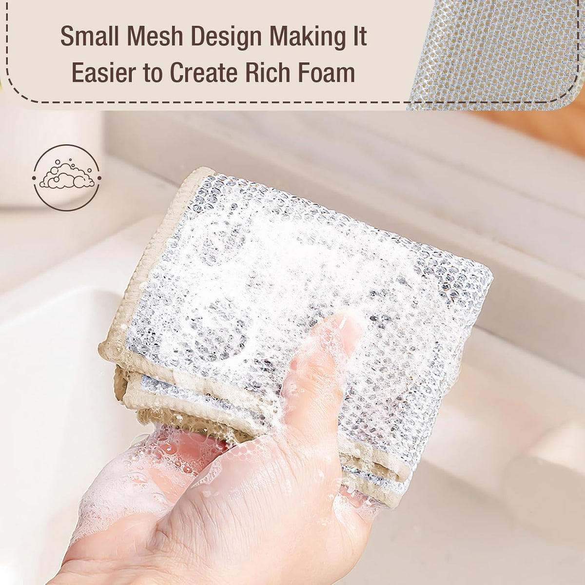 Silver Wire and Microfiber Double Layer Dishcloth, Multipurpose Dishwashing Rags for Wet and Dry, Household Cleaning Cloth with Poly Scour Side, 6 Color Assorted 12pack