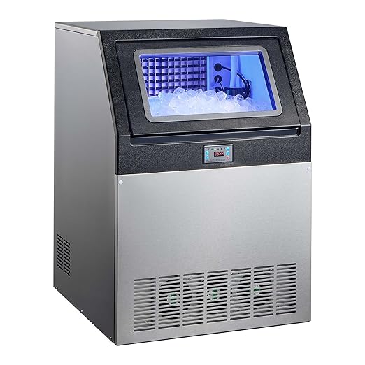 VEVOR Commercial Ice Maker Machine, 360 lbs/24h with 85 lbs Storage Capacity, Built-in/Freestanding/Under Counter, Stainless Steel Ice Maker with LED Display & Self-Cleaning, for Home Bar Restaurant