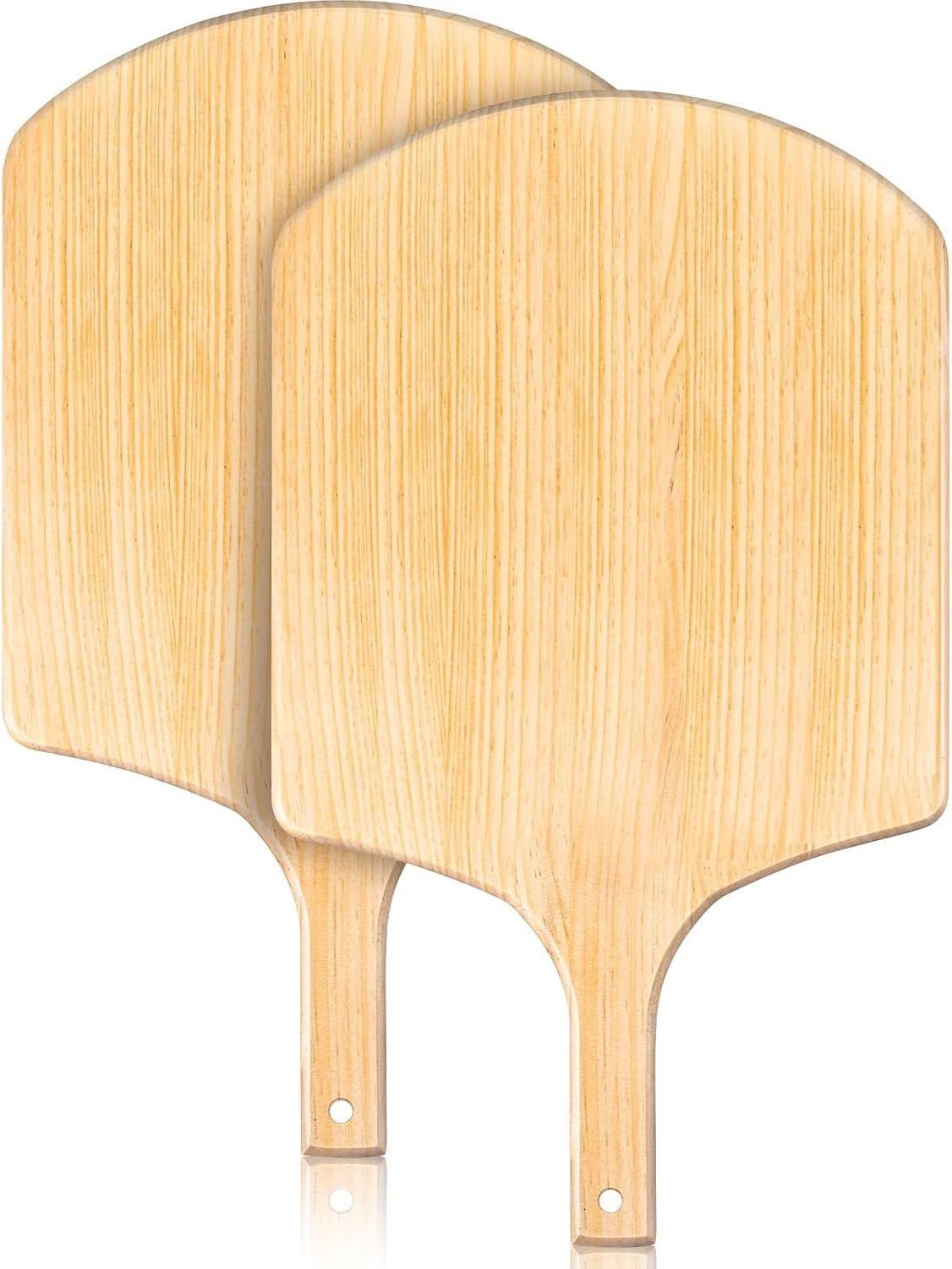 2 Pack Wooden Pizza Peel, 16 x 14 Inch Large Pizza Paddle Set with 8 Inch Wooden Handle for Oven, Stone, Pan or Grill, Spatula for Baking Bread and Cake - Indoor & Outdoor