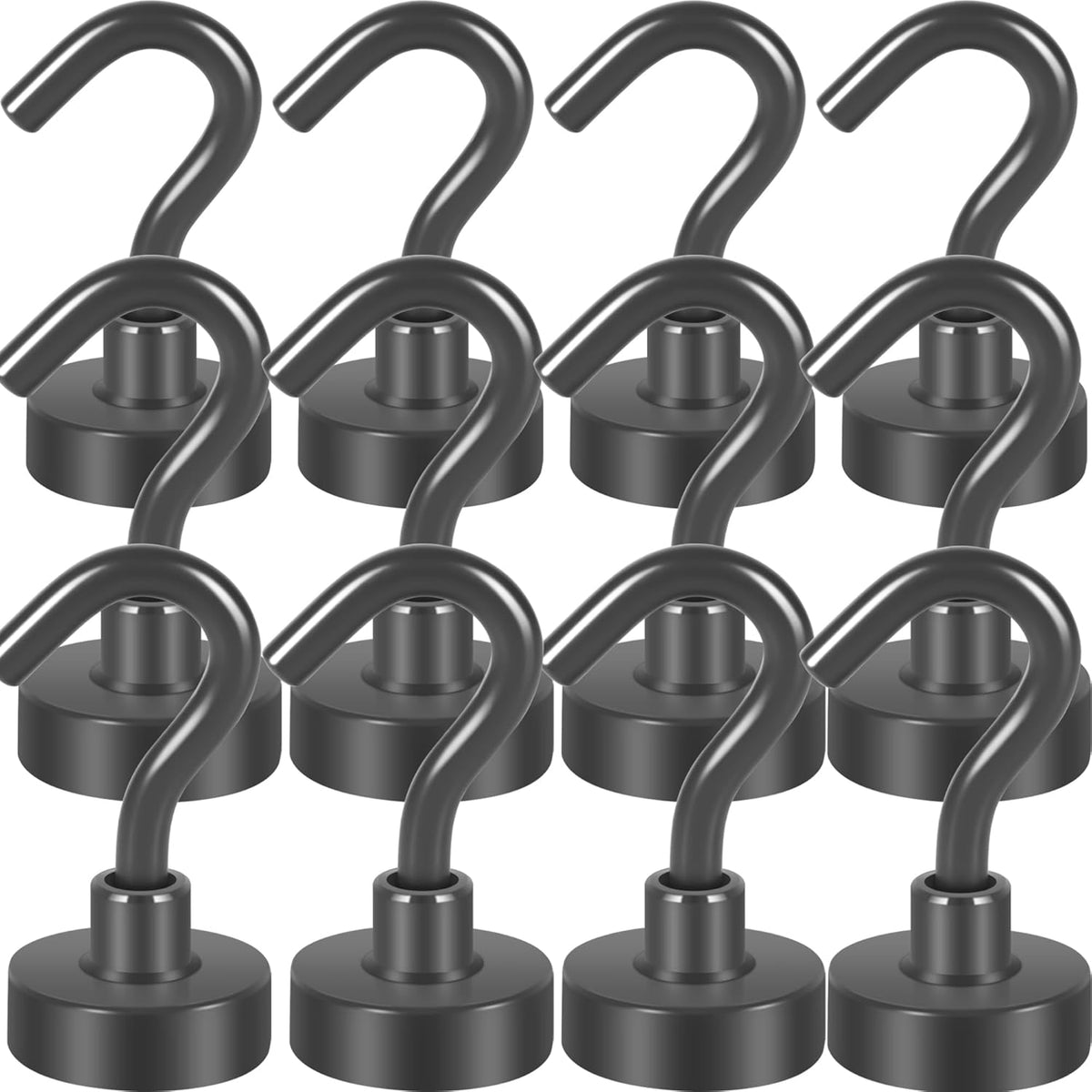 Neosmuk Magnetic Hooks, Cruise Ship Essentials, 30lb+ Heavy Duty Magnetic Hooks for Cruise Cabins, Refrigerator, Grill, Hanging, and Travel | Extra Strong Must-Haves Magnet Hook(Grey,Pack of 12)