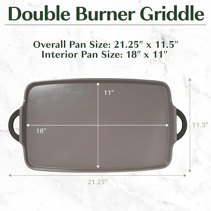 Goodful All-in-One Double Burner Griddle, Ceramic Nonstick, Durable Cast Aluminum, Oven Safe and Dishwasher Safe, Made without PFAS, PFOA, PFOS & PTFE, 18-Inch x 11-Inch, Graphite