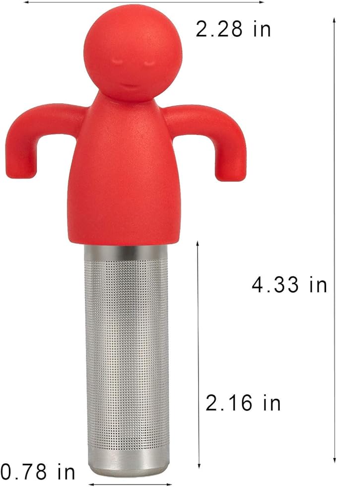 Leden Tea Infuser Cute Tea Strainer for Loose Tea Stainless Steel Fine Mesh Tea Ball Steeper with Silicone Lid for Mug and Cup, Red